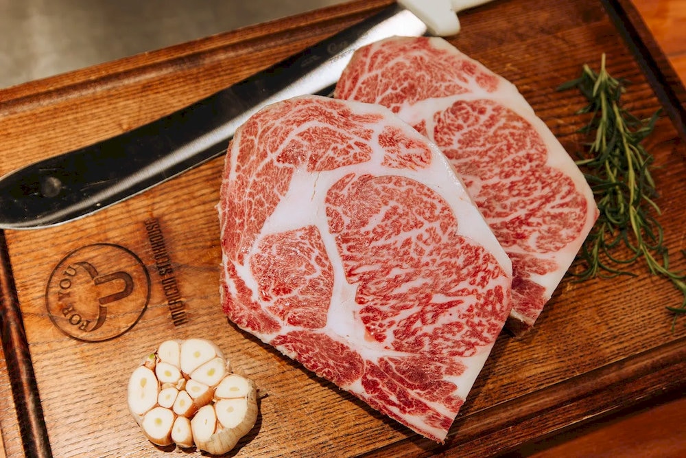 Each steak is made from imported dry-aged beef to enhance its rich flavor